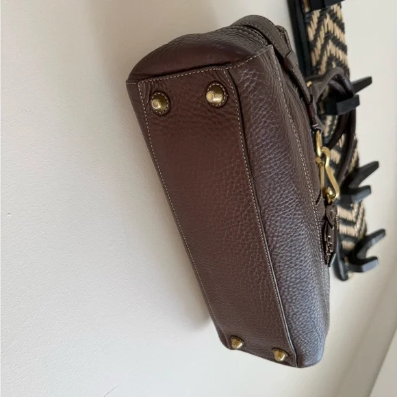 Coach Vintage Y2K Hamptons Carryall - Chocolate Brown Pebbled Leather Satchel - Picture 7 of 10